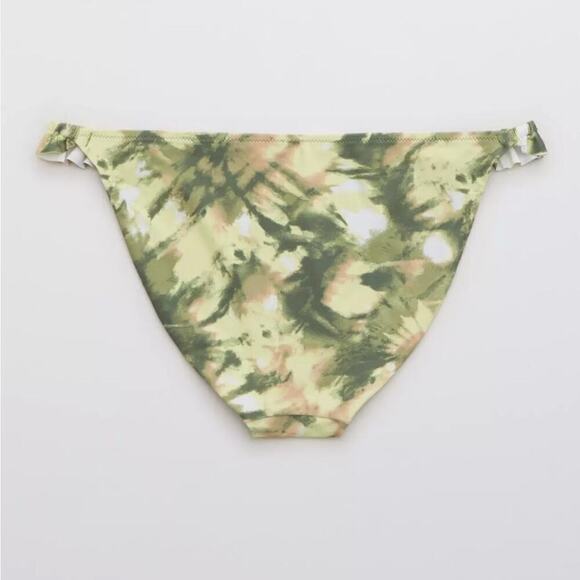 Aerie Bikini Bottom Printed Ruffle Full Coverage Olive Fun Size Large - Picture 3 of 5